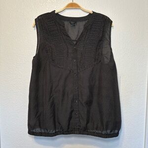 Torrid Black Sheer Blouse with White Dots